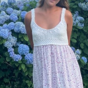 Purple Floral Crochet Summer Sundress